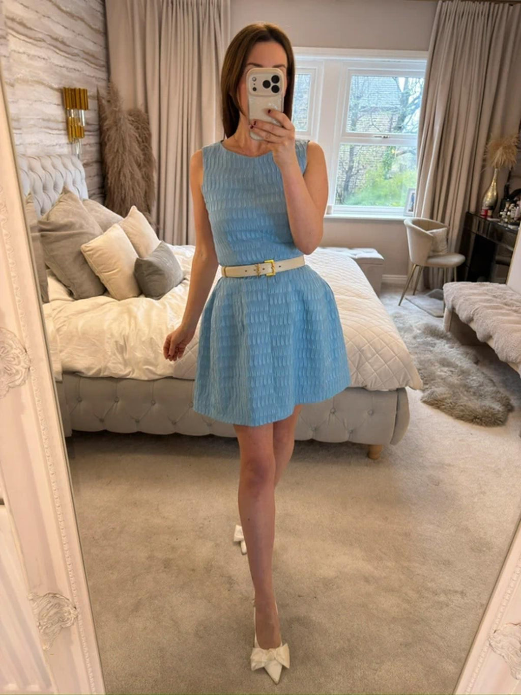 Vintage Blue Structured Mini Dress 10