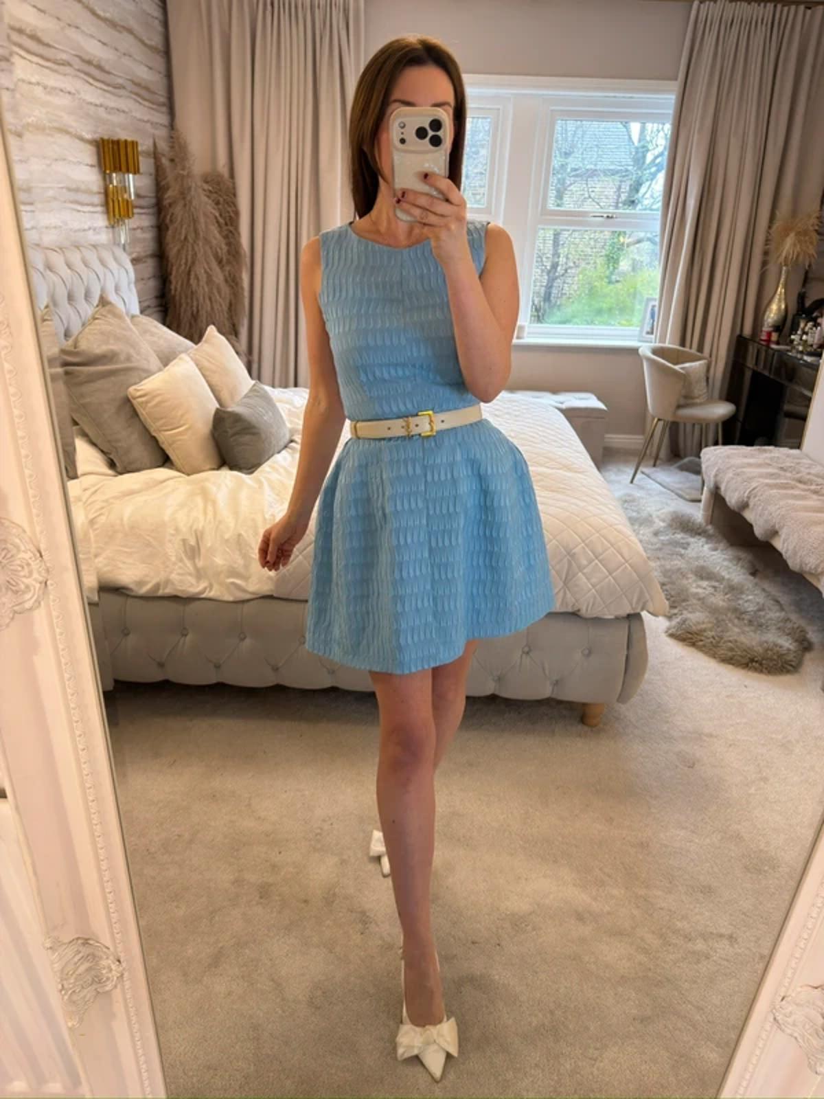 Vintage Blue Structured Mini Dress 10
