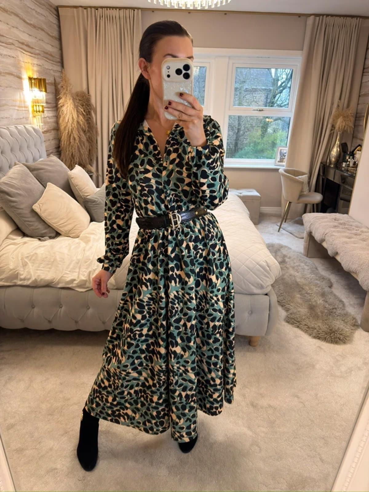 Green Belted Midi Dress 8