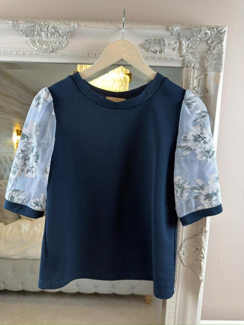 Double 11 Navy Floral Top Small