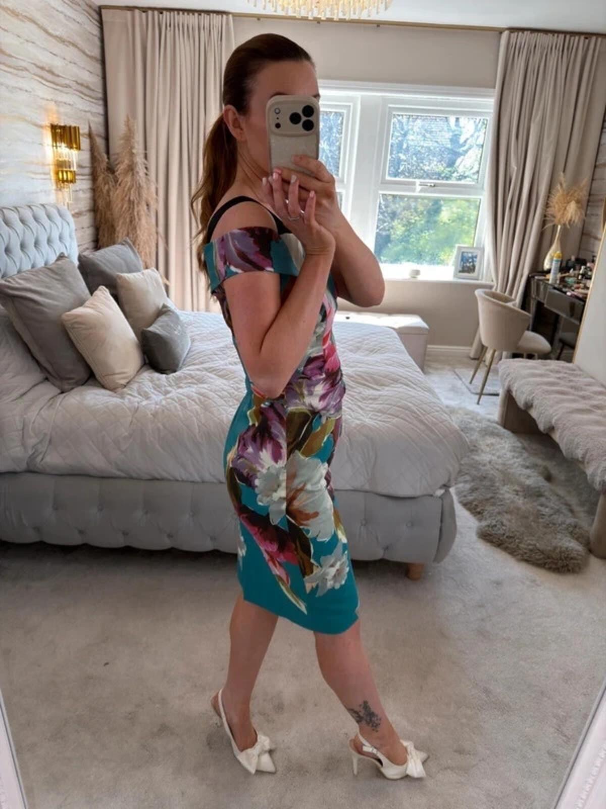 Karen Millen Teal Floral Dress 10