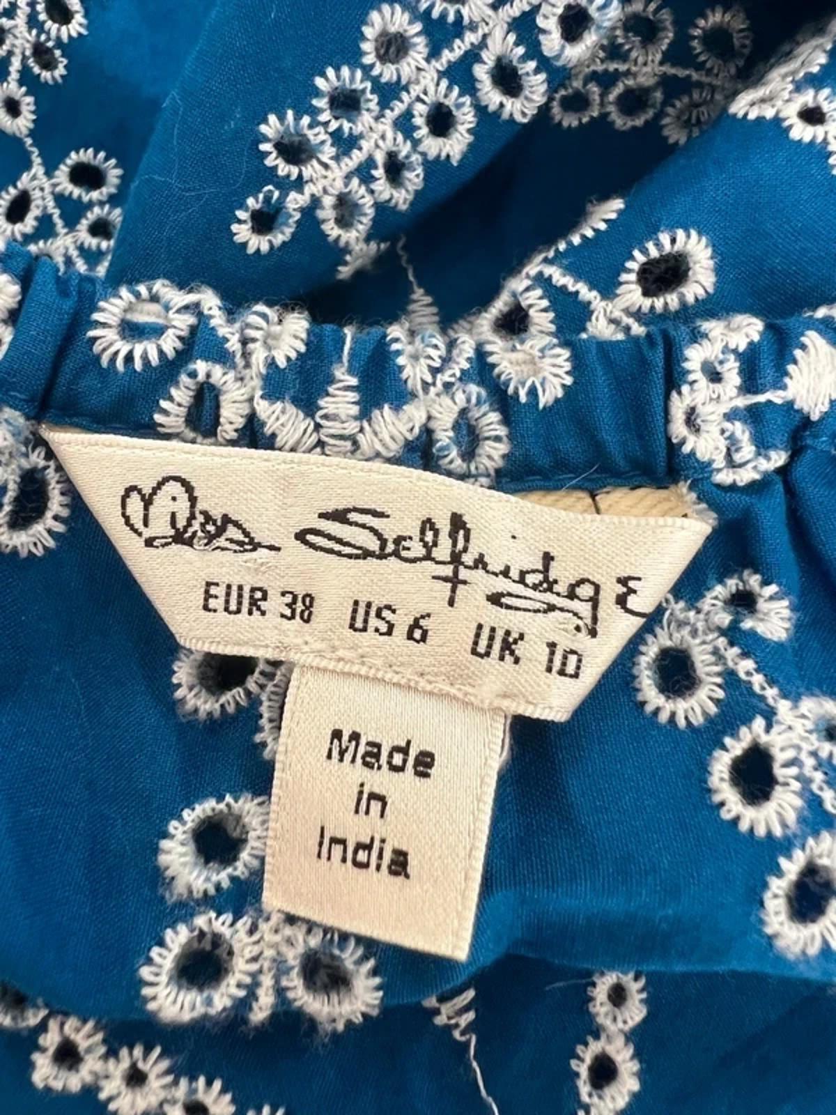 Miss Selfridge Blue & White Broderie Anglaise Mini Dress 10