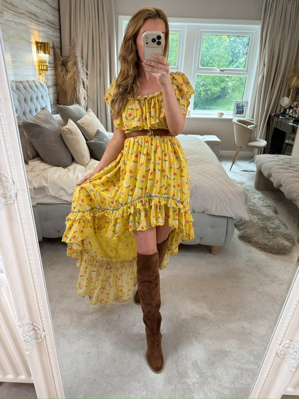 LoveShackFancy Alexia Sunbath Yellow Dress 8