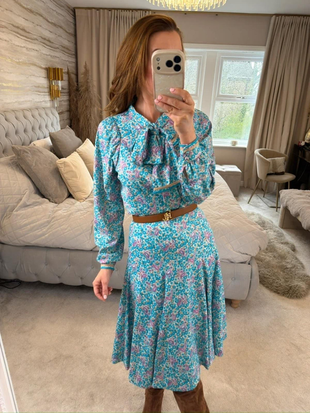 Vintage Blue Paisley Skirt Co Ord 6/8
