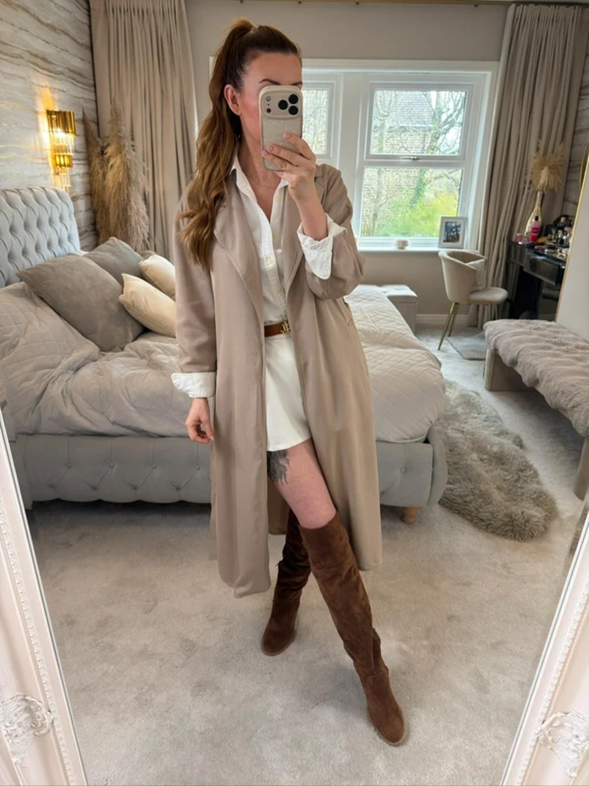 Zara Beige Belted Trench Coat XS