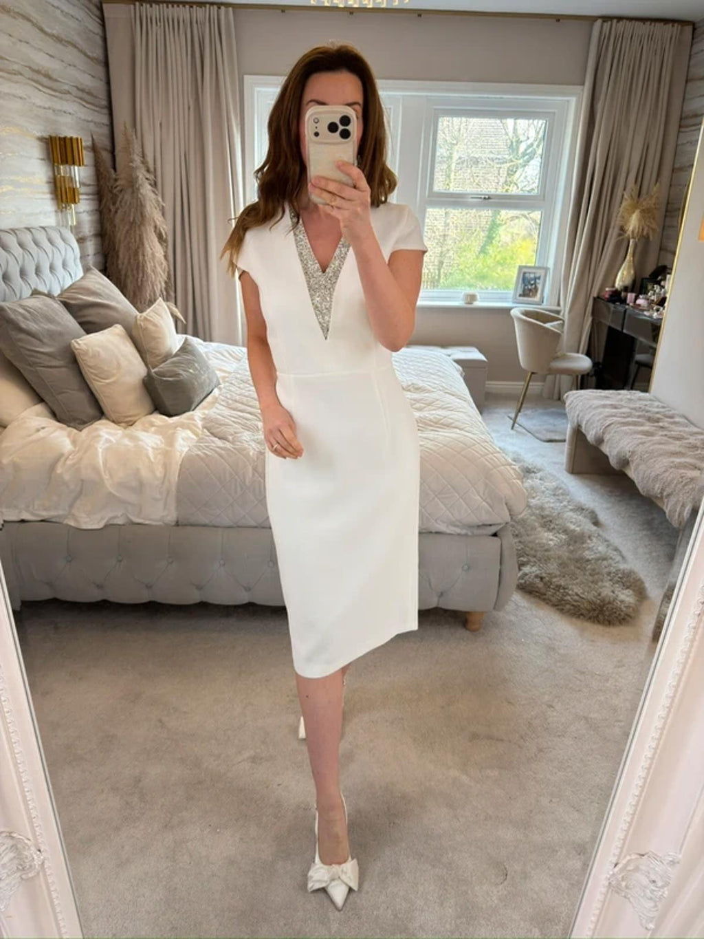 Ella Boo White Embellished Midi Dress 10