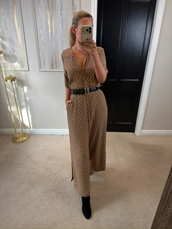 Jigsaw Beige & Black Polka Dot Jumpsuit 12