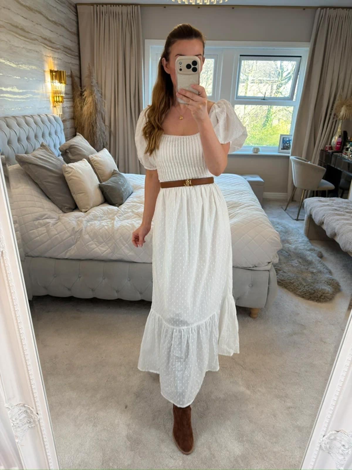BNWT Asos White Dobby Dress XS