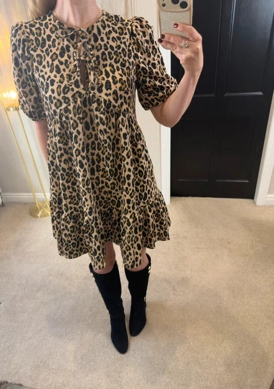 Primark Brown Animal Print Smock Dress Small