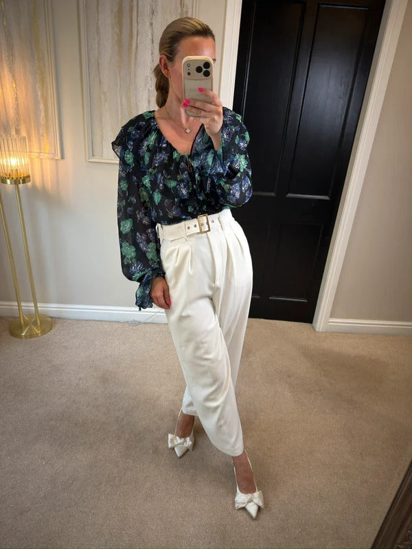 BNWT Warehouse Black Floral Boho Blouse 12