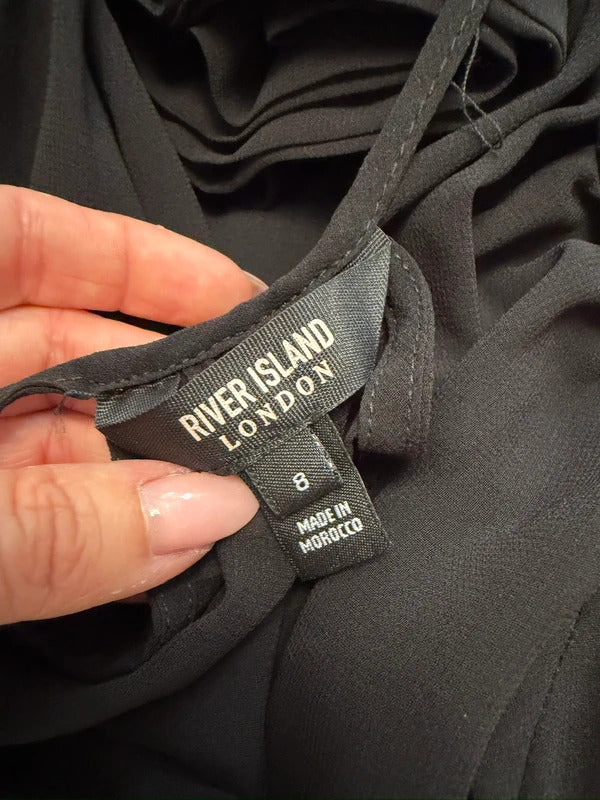 River Island Black 3D Rose Blouse 8