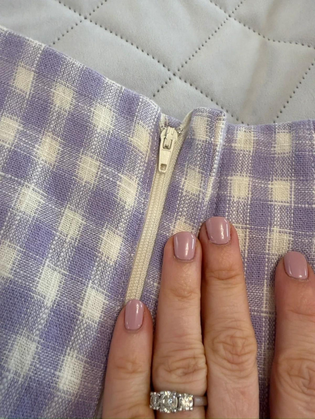 Zara Lilac & White Gingham Shorts Small