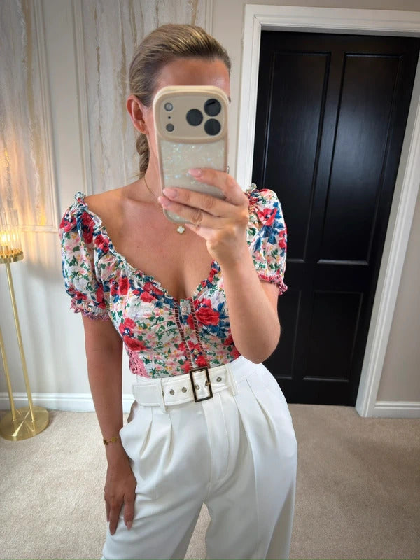 LoveShackFancy Bryant Rush of Red Silk Top 10