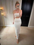 BNWT Zara White Cut Out Strapless Midi Dress