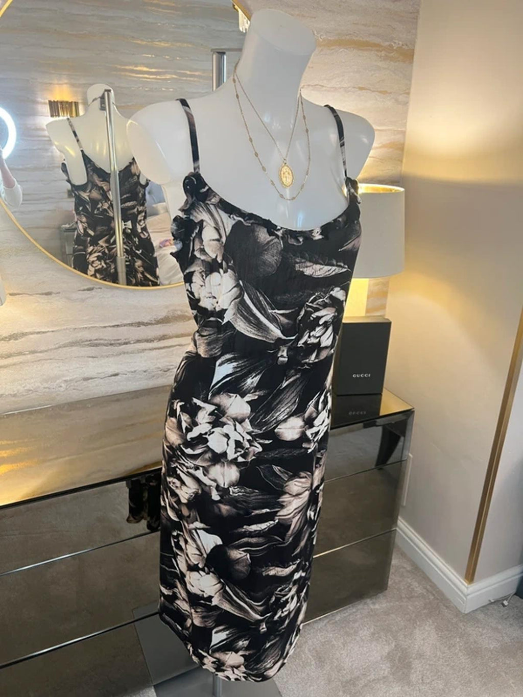 Next Black & Beige Floral Frill Midi Dress / Beach Dress 12