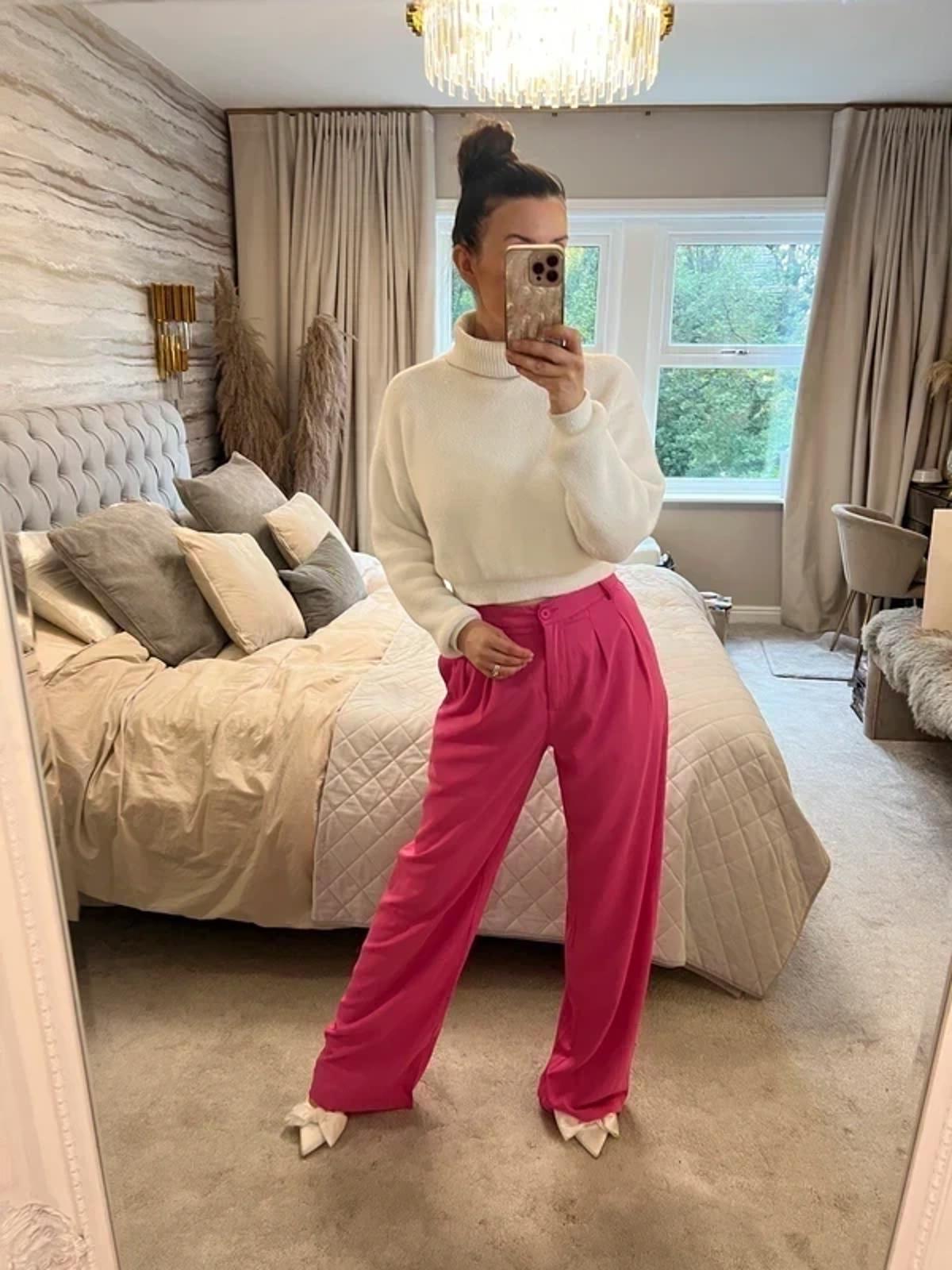Pink Wide Leg Trousers Tall Small