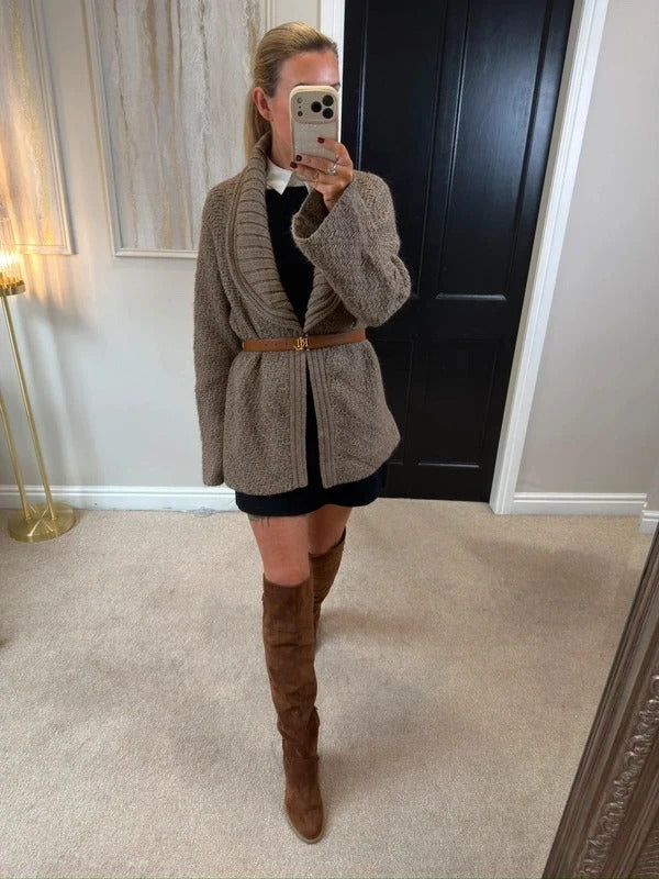 M&S Brown Knitted Open Cardigan 20
