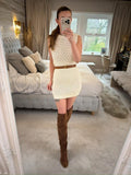Zara Cream Crochet Sheer Mini Dress Small
