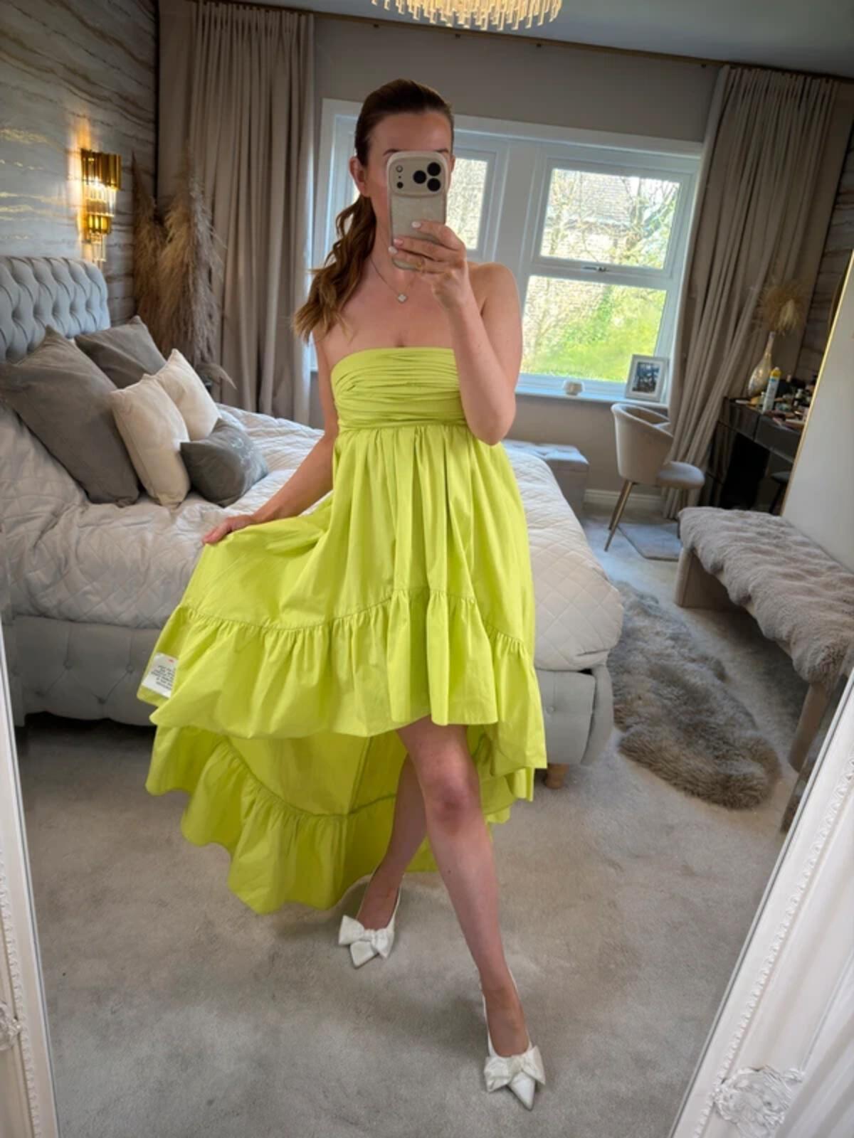 BNWT Asos Lime Green Strapless Dip Hem Dress 8