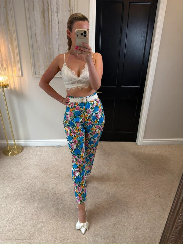 BNWT Zara Multicoloured Floral Trousers Large