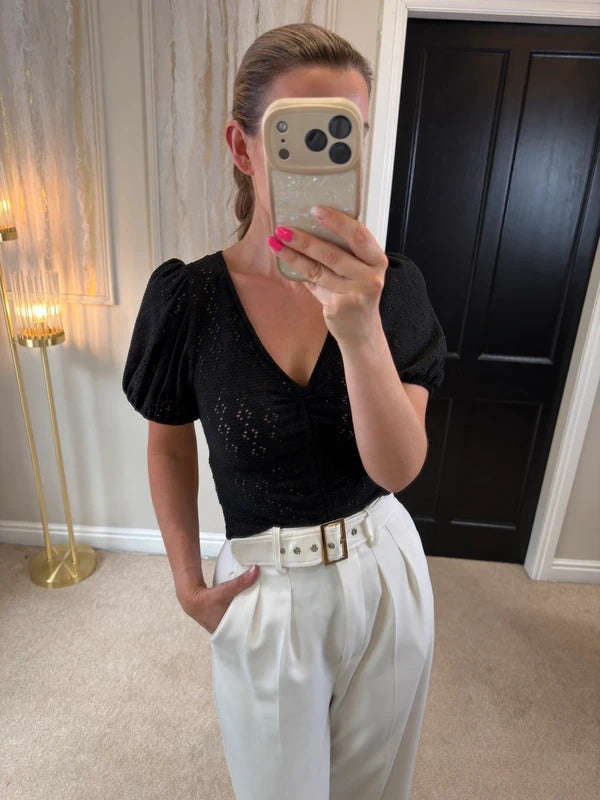 New Look Black Semi Sheer Top 8