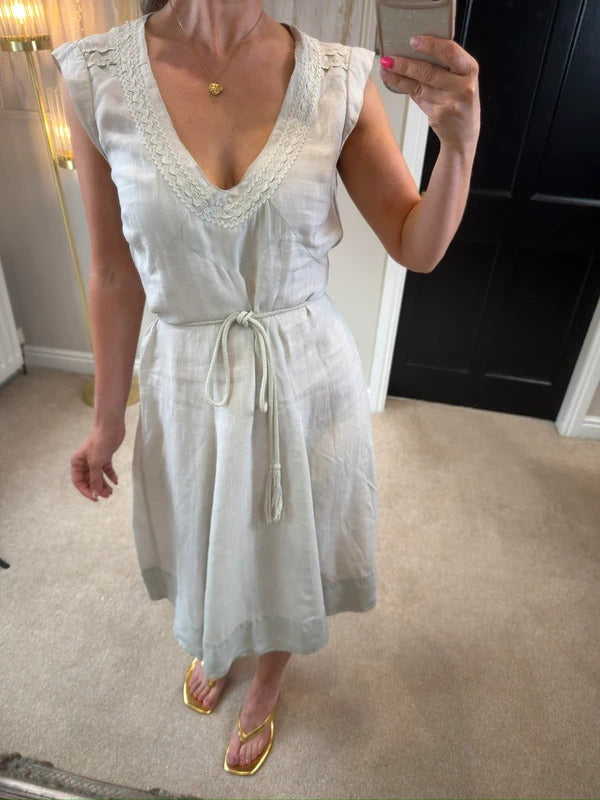 Jigsaw Light Stone Linen Dress 12