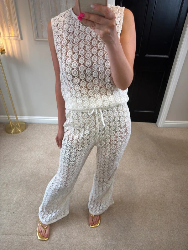 Vita Grace White Sheer Lace Co Ord One Size