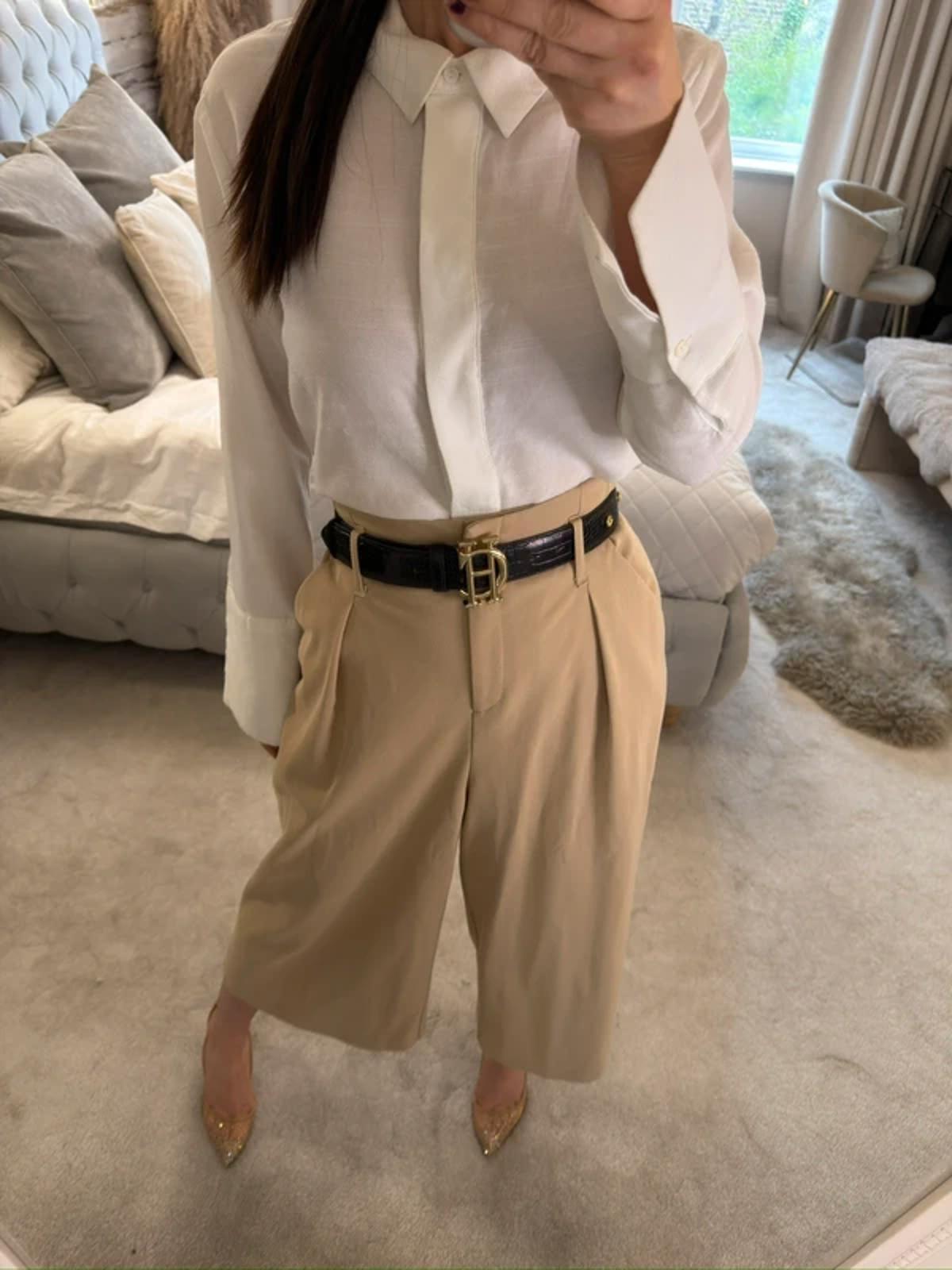 River Island Beige Cropped Wide Leg Trouser 14