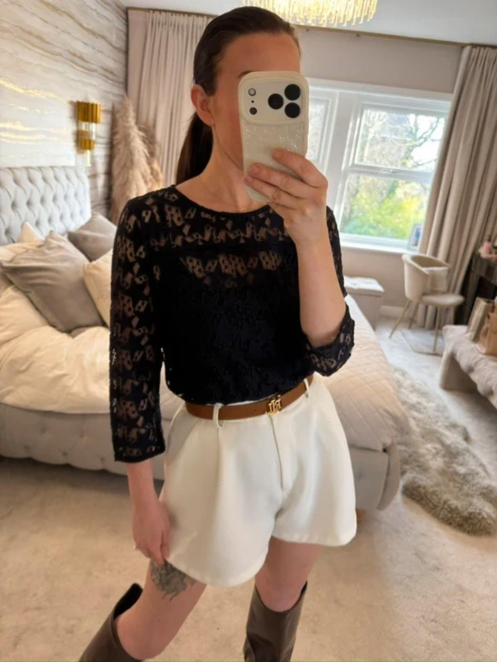 BNWT FatFace Navy Lace Star Blouse 10