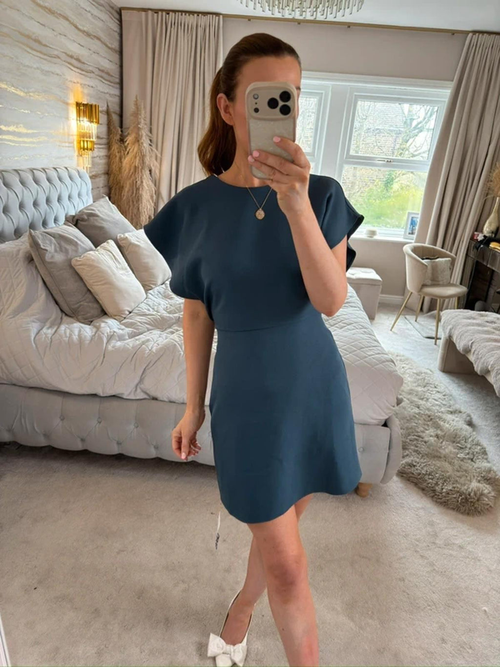 BNWT Asos Dark Teal Bow Mini Dress 6/8