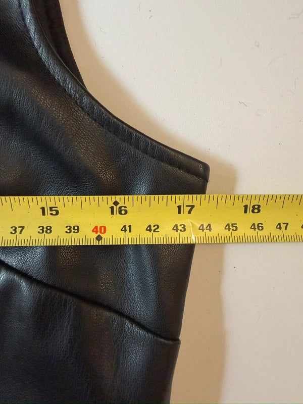 F&F Black Faux Leather Belted Dress 10