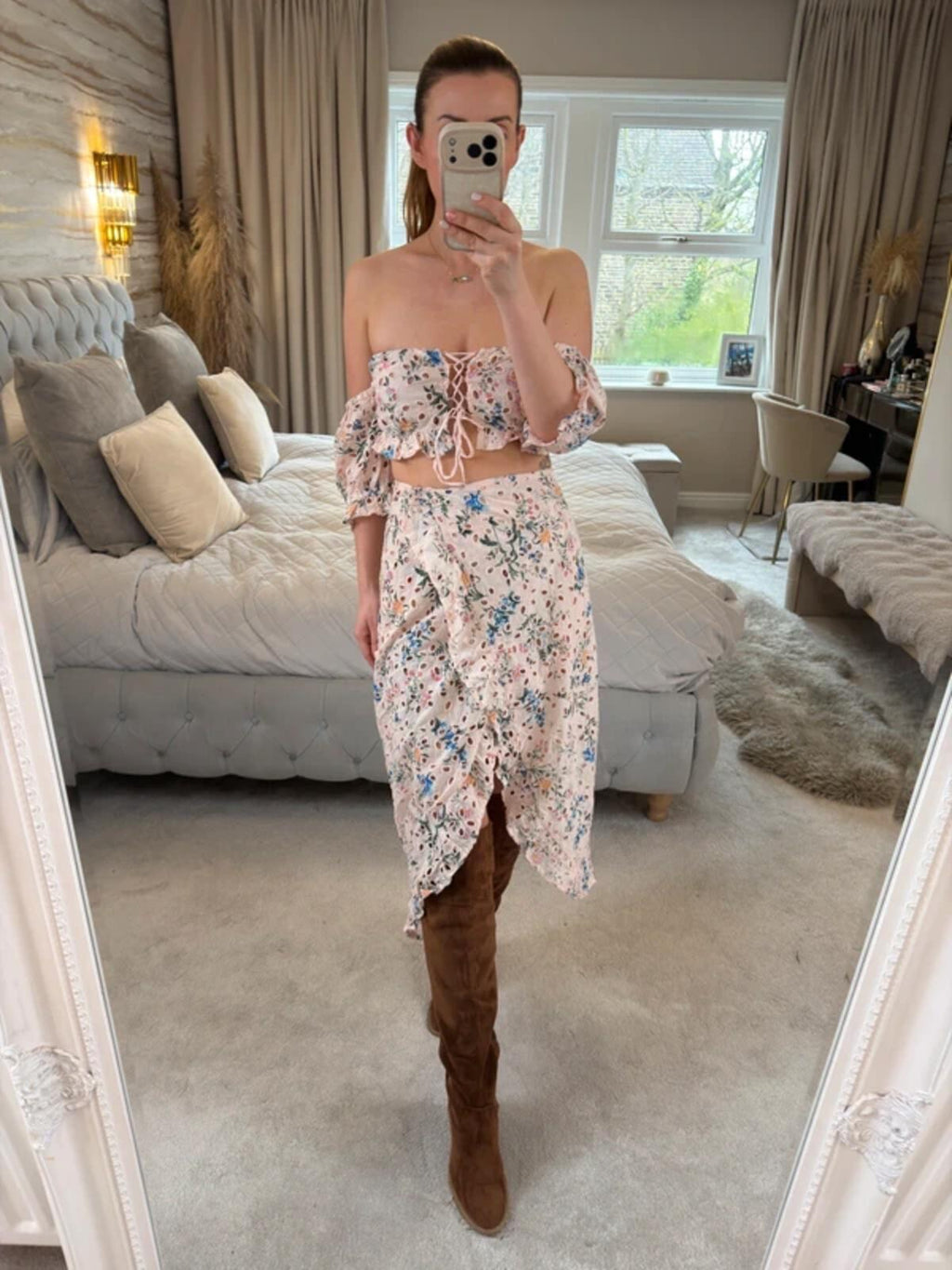 ASOS Pink Floral Broderie Anglaise Skirt Co Ord 8 BNWT