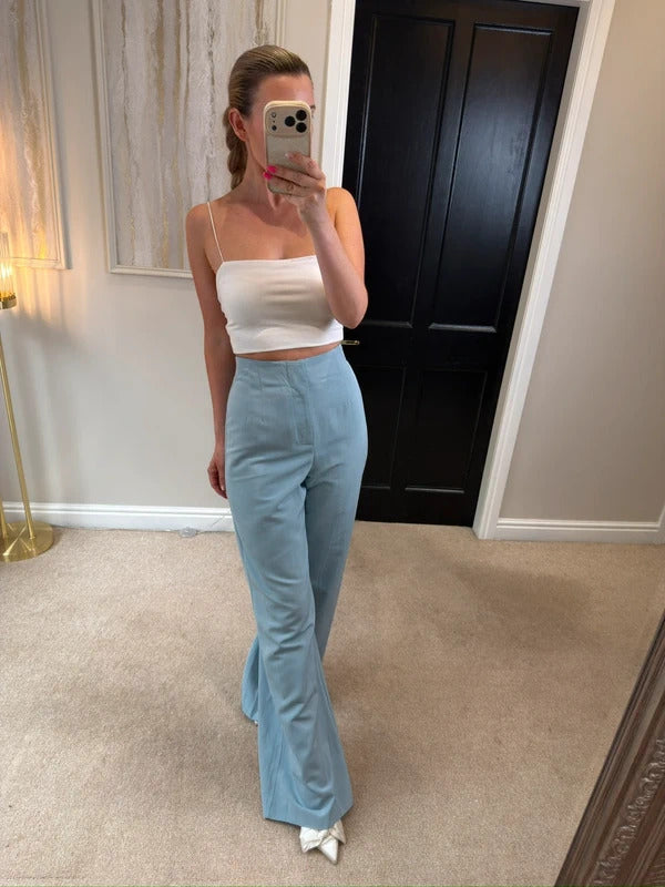 Zara Blue Wide Leg Trousers Size Medium