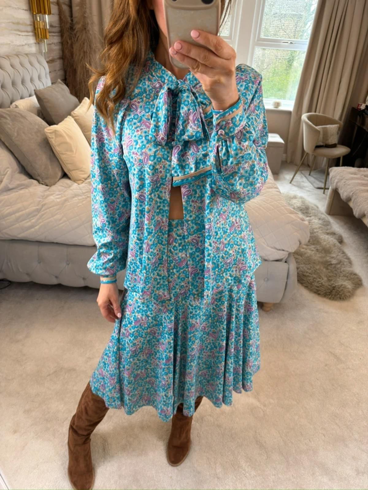 Vintage Blue Paisley Skirt Co Ord 6/8