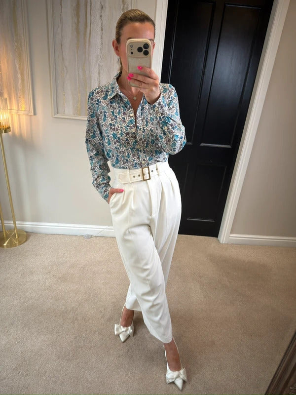 Boden Blue Floral Leaf Shirt 14