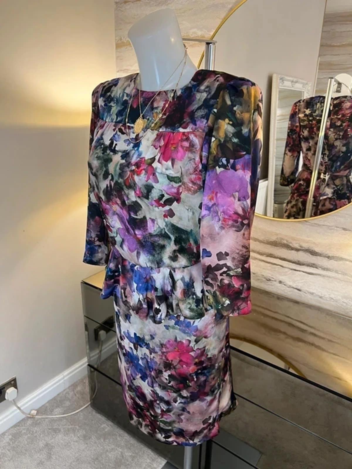 Hobbs Floral Peplum Dress 10