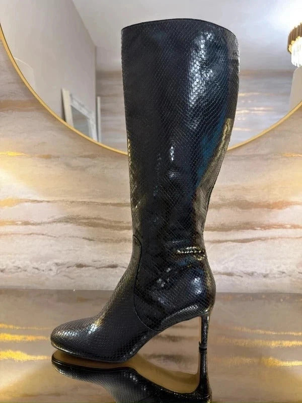 BNWT Hobbs Black Patent Snakeprint Boots 7