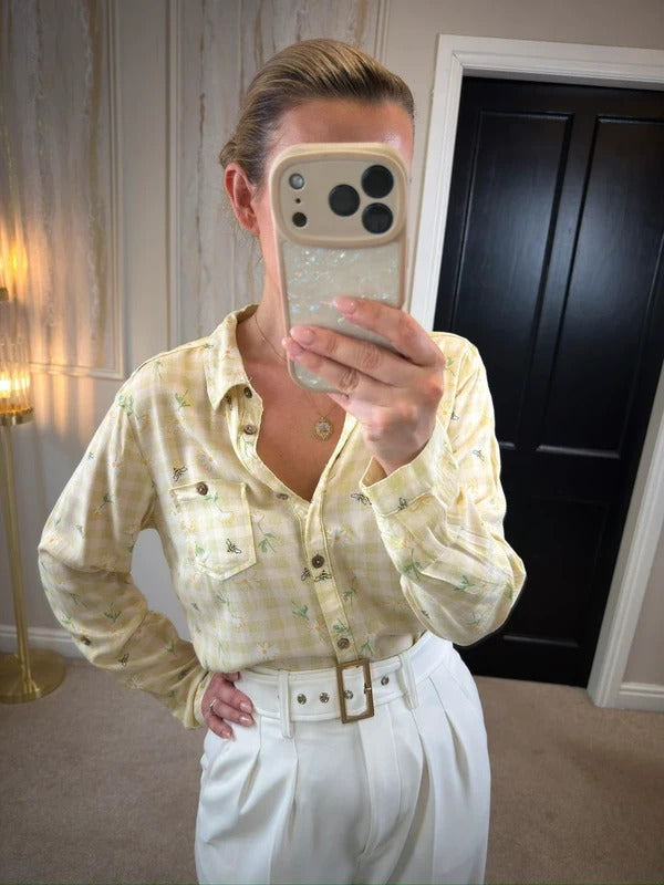 Country Rose Daisy Print Gingham Shirt 10