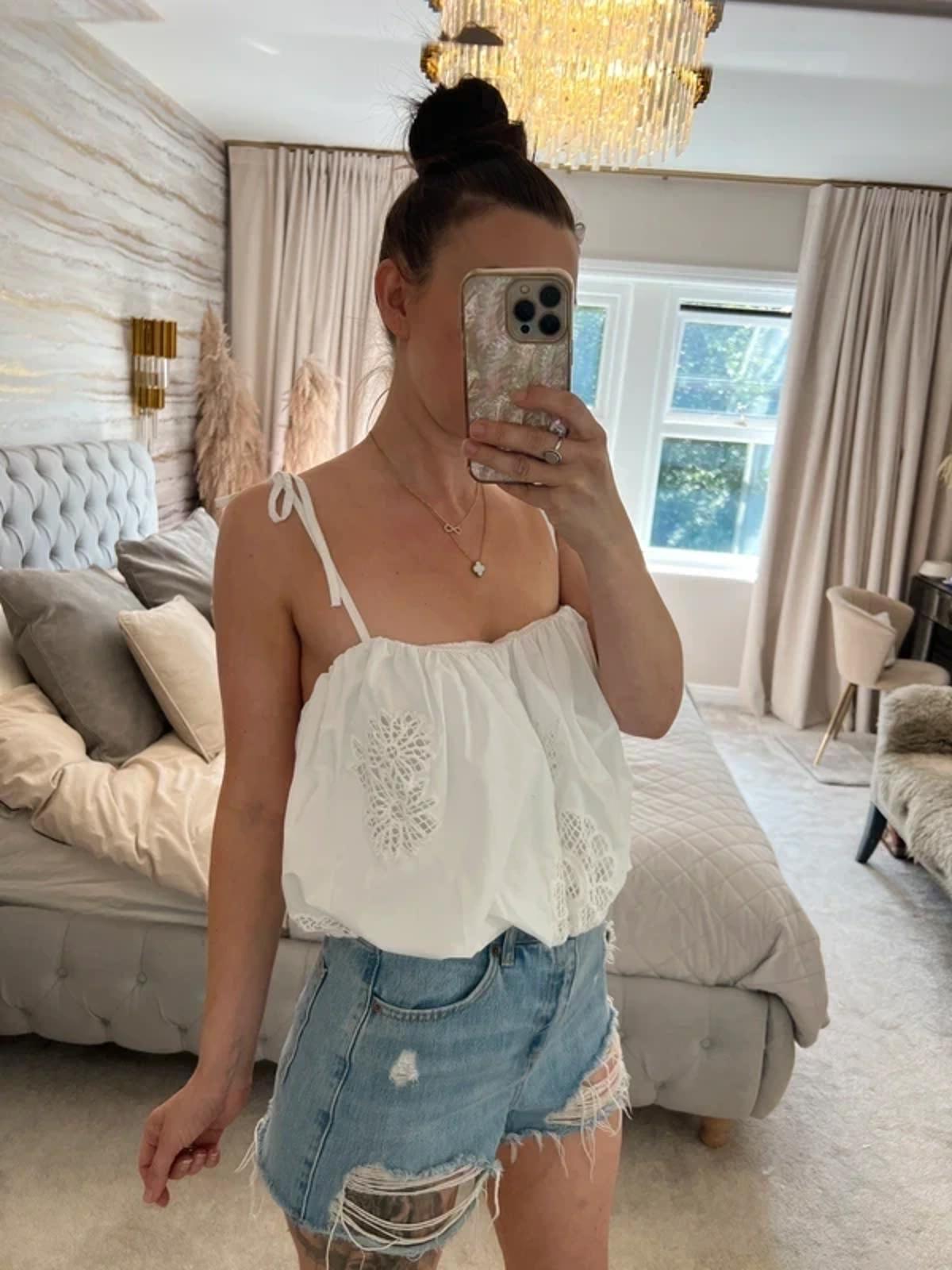 BNWT Zara White Boho Bubble Lace Blouse Large