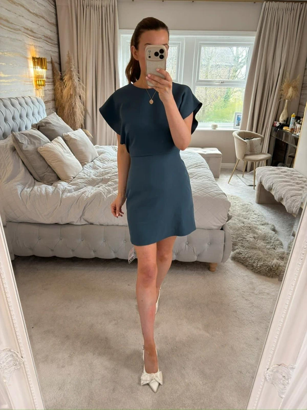 BNWT Asos Dark Teal Bow Mini Dress 6/8