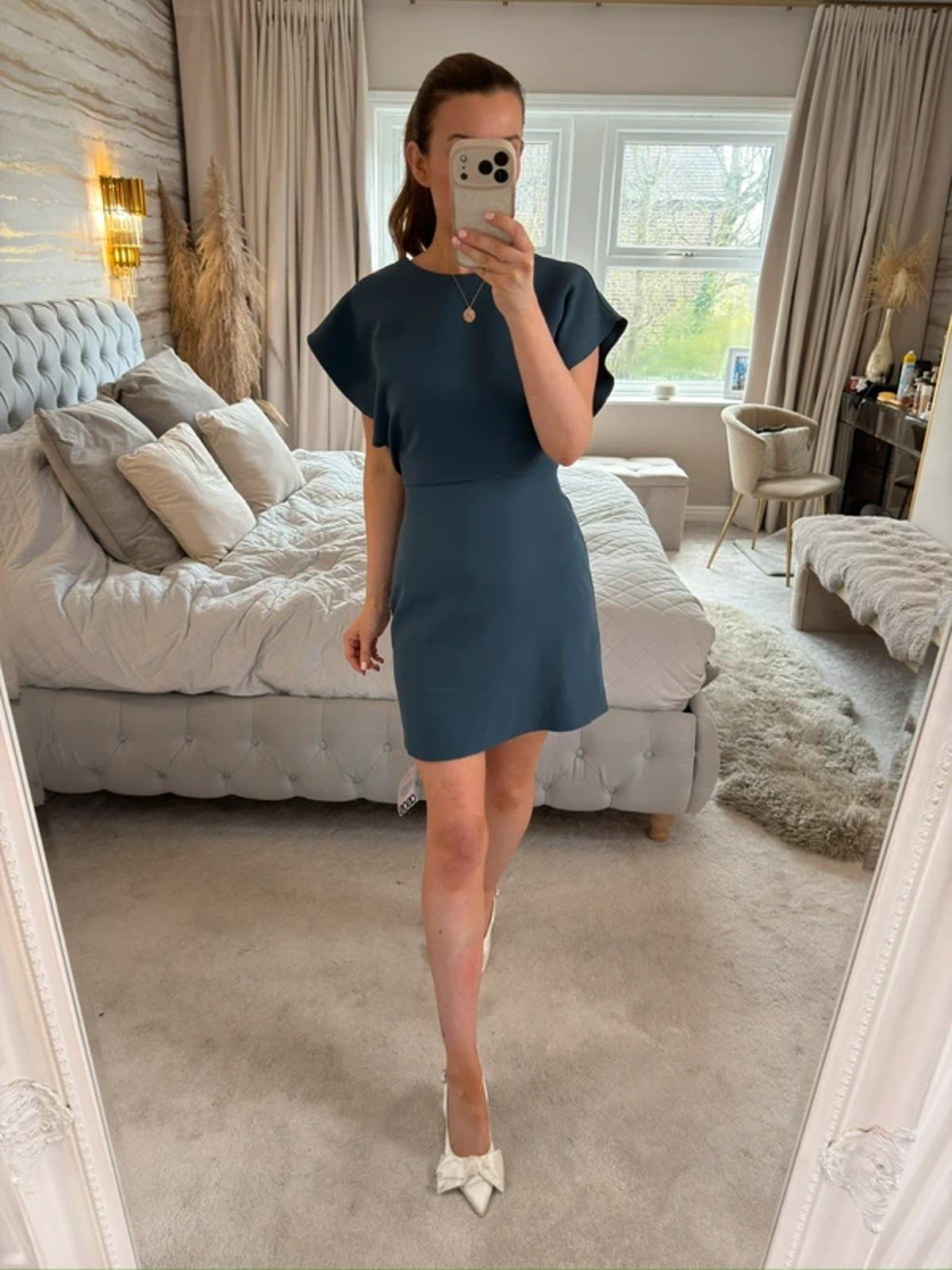 BNWT Asos Dark Teal Bow Mini Dress 6/8