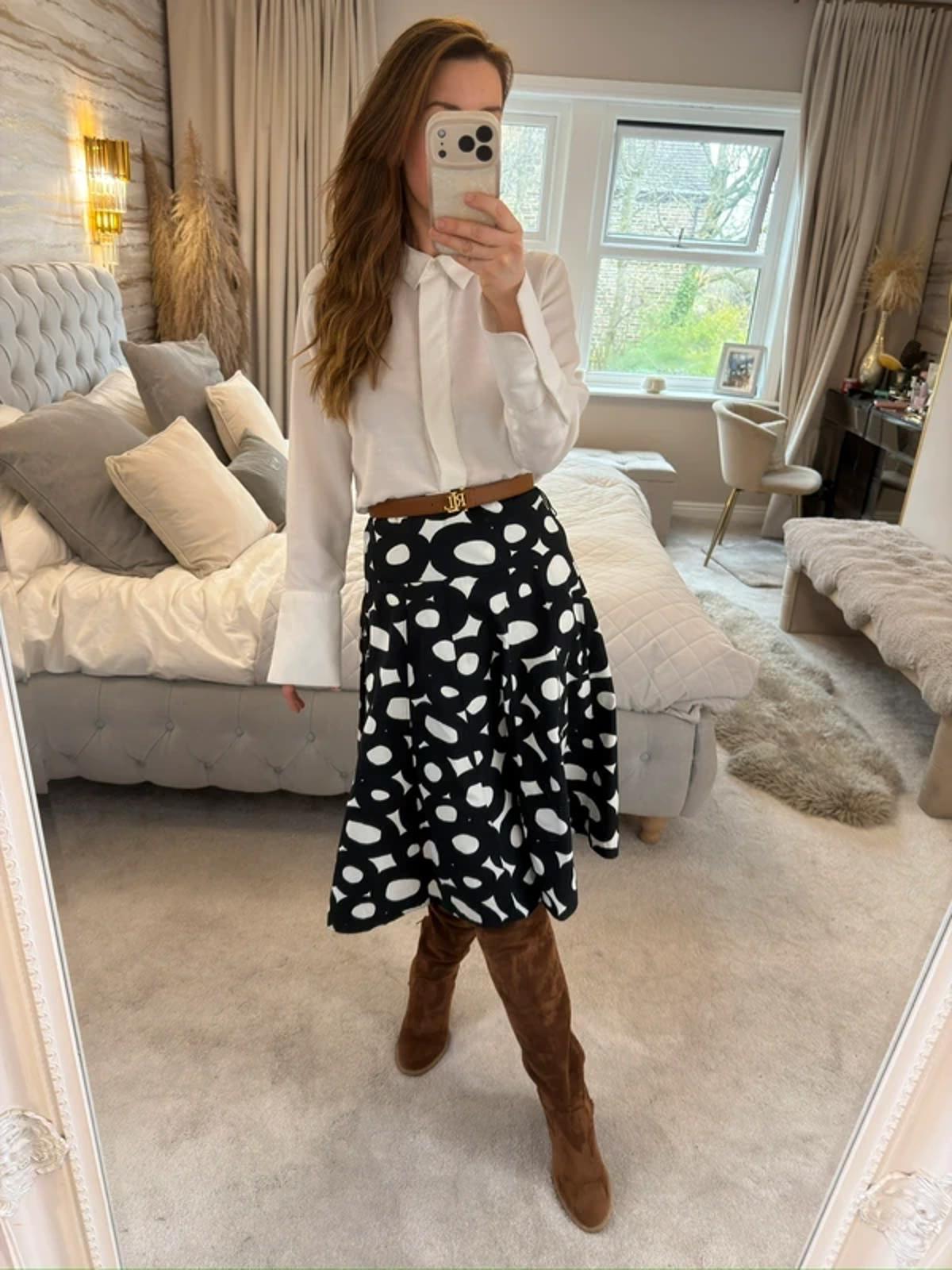 M&S Black & White Skirt 12