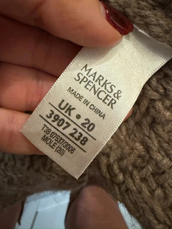 M&S Brown Knitted Open Cardigan 20