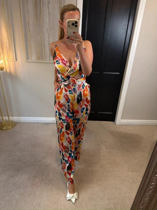 Monsoon Multicoloured Satin Wide Leg Jumpsuit 10