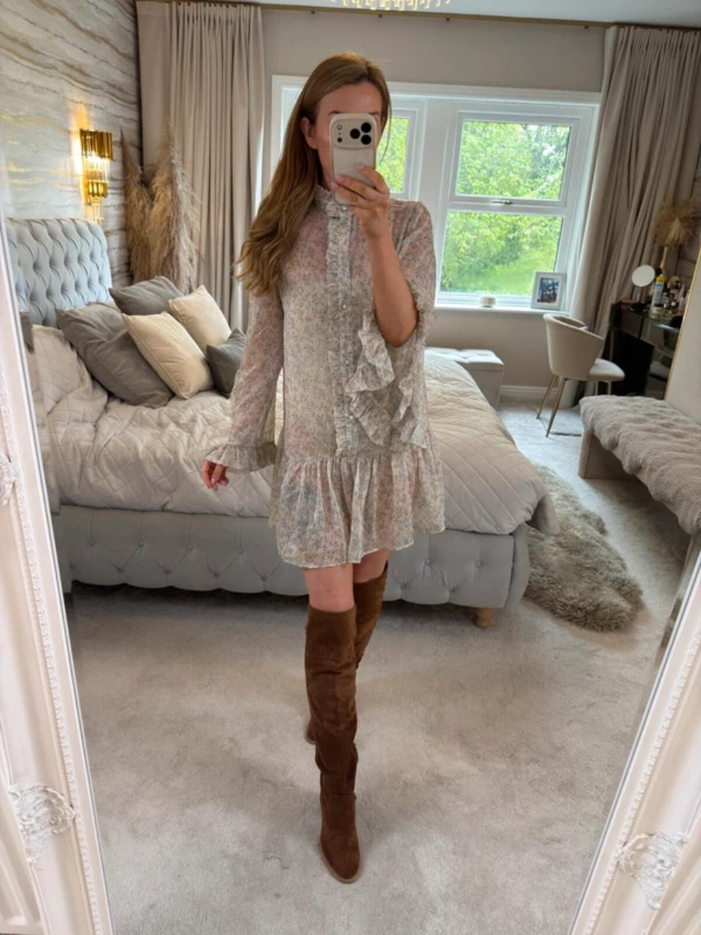 River Island Multicoloured Sheer Boho Frill Dress 10