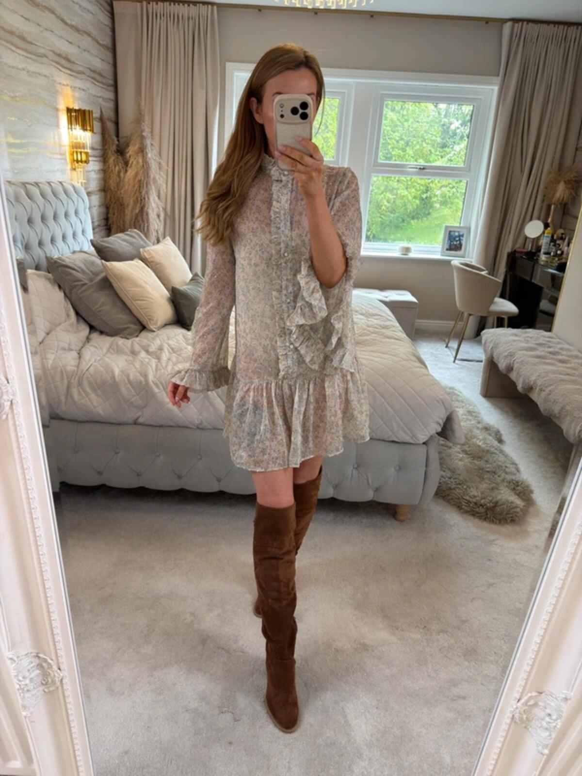 River Island Multicoloured Sheer Boho Frill Dress 10