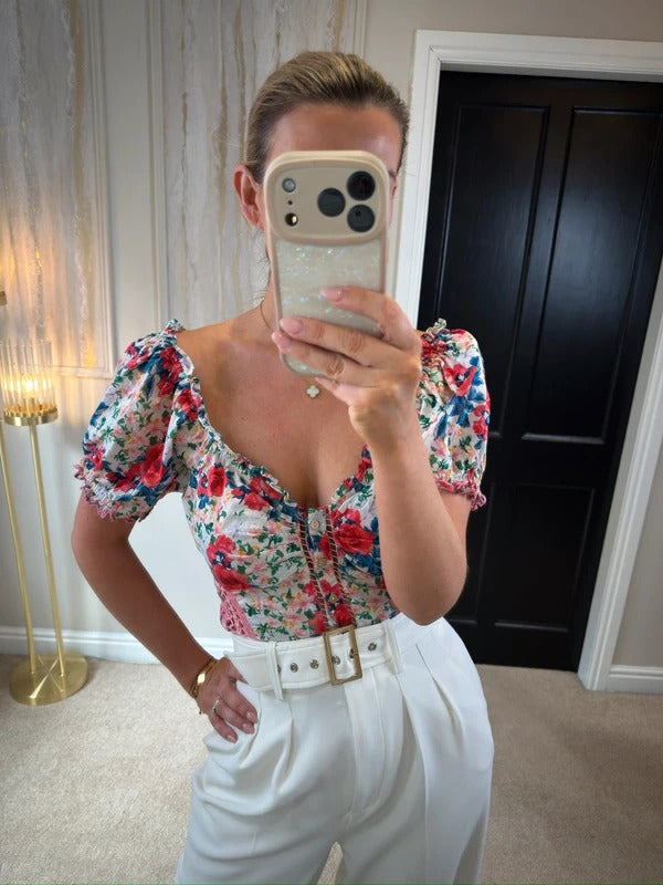 LoveShackFancy Bryant Rush of Red Silk Top 10