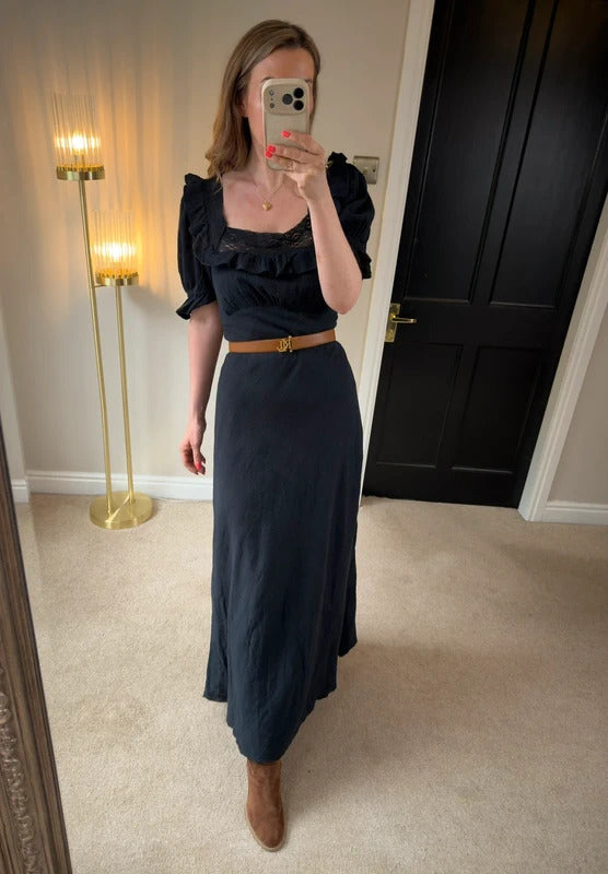 Free People Now & Forever Navy Midi Dress Medium