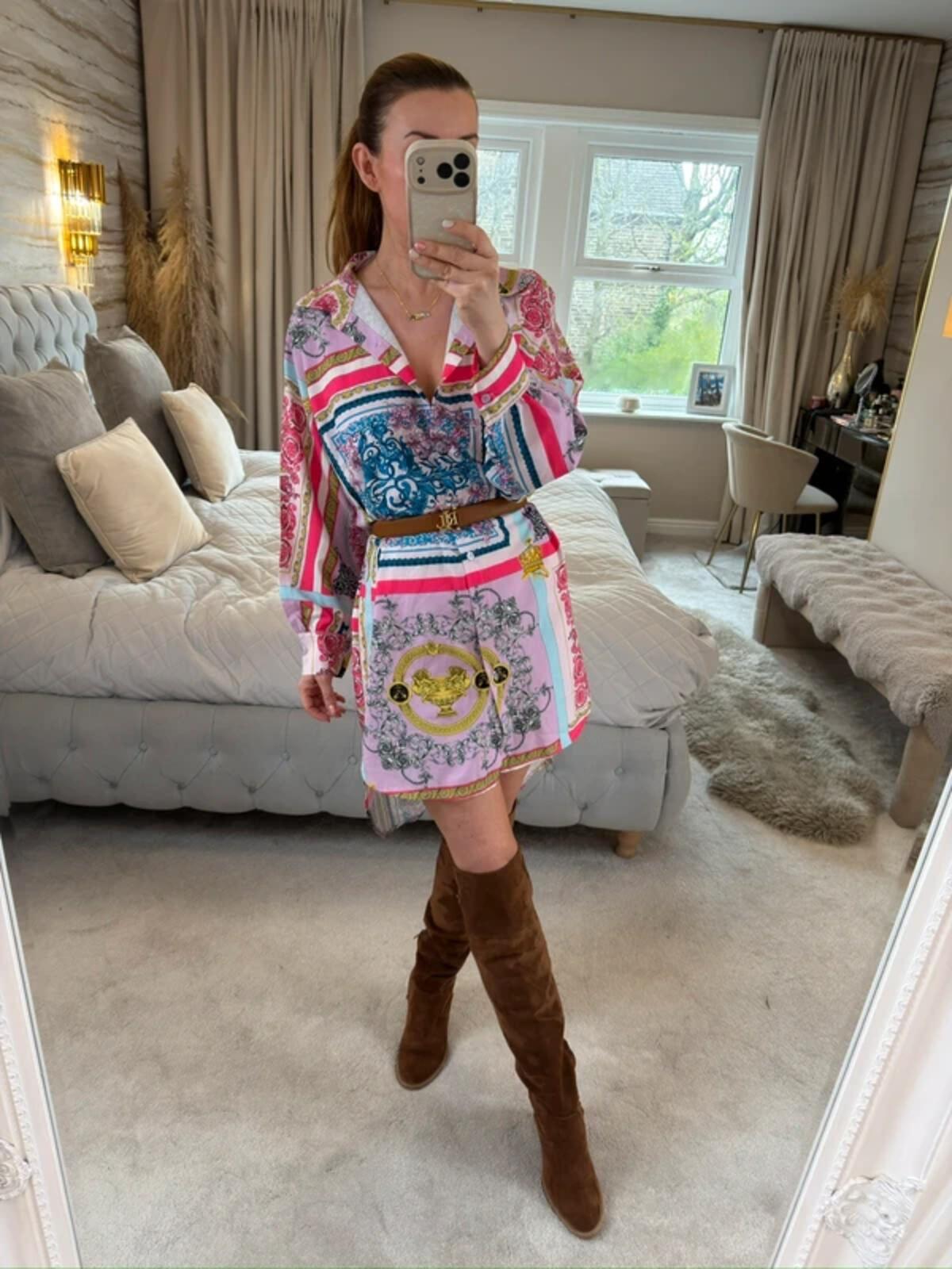Oversized Multicoloured Longline Shirt Dress One Size