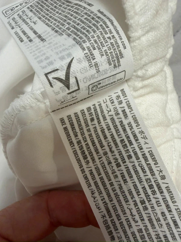 Hollister White Linen Blend Trousers Large